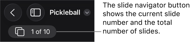 The slide navigator button showing the current slide number and the total number of slides in the presentation.