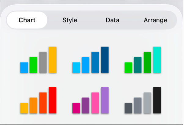 Chart styles in the Chart tab of the Format menu.