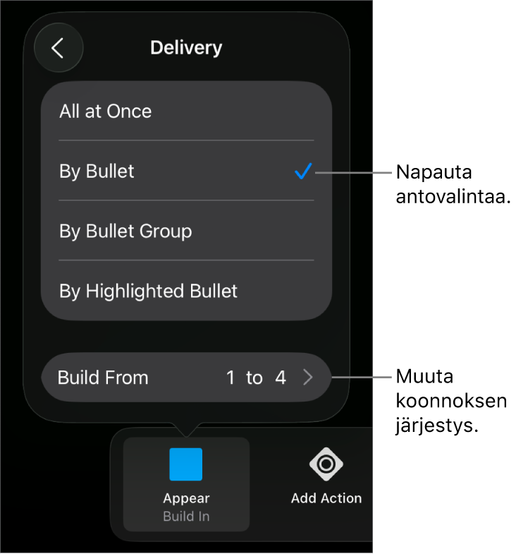 Antovalinnat Aloitus-osiossa.