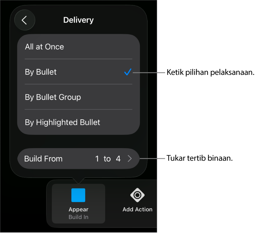 Pilihan Pelaksanaan dalam anak tetingkap Binaan Dalam.