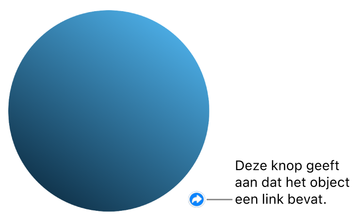 Een cirkel met een knop die aangeeft dat het object een link bevat.