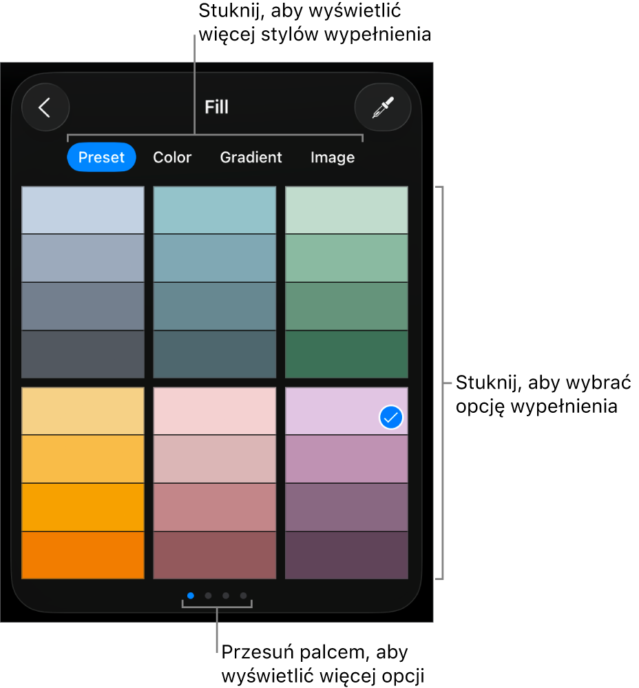 Opcje wypełnienia na karcie Styl.