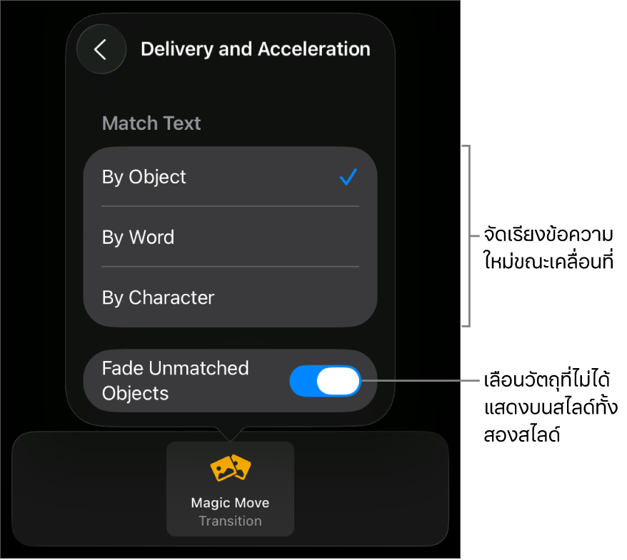 ตัวเลือกการจัดส่งและการเร่งของการเคลื่อนย้ายมหัศจรรย์ในบานหน้าต่างการเร่ง