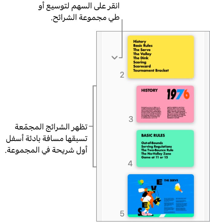 متصفح الشرائح يعرض شرائح مُزاحة.