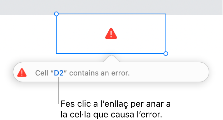Un enllaç d’error de cel·la.