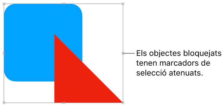 Objectes bloquejats, amb els marcadors de selecció atenuats.