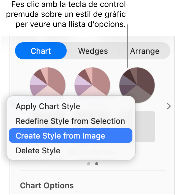 El menú de dreceres “Estil de gràfics”.