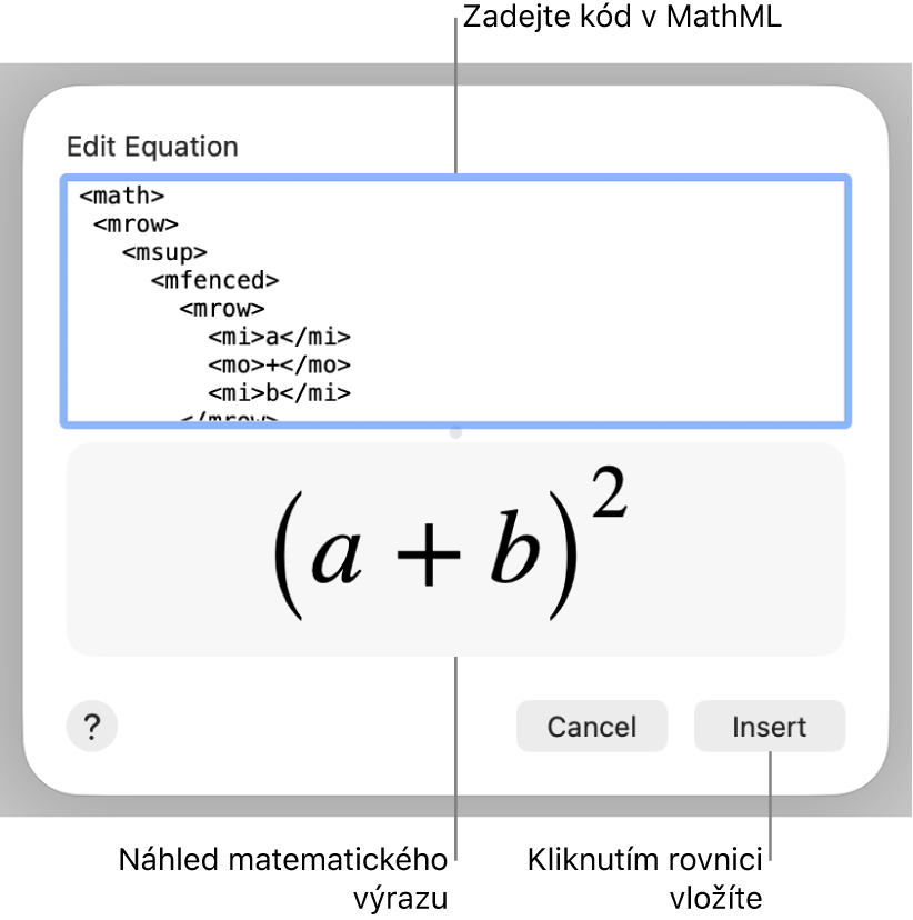 Pole Upravit rovnici obsahující rovnici směrnice přímky a pod ním náhled výsledného vzorce