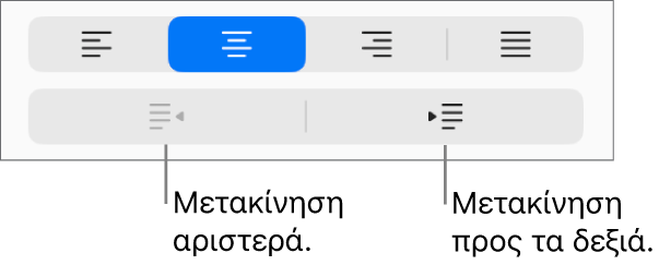 Επιλογές στοίχισης παραγράφου.