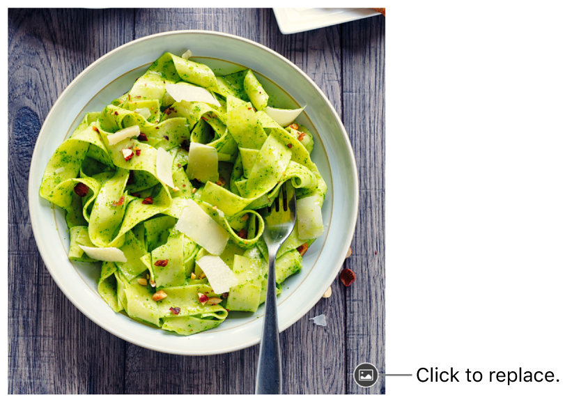 An image with the Replace Image button.