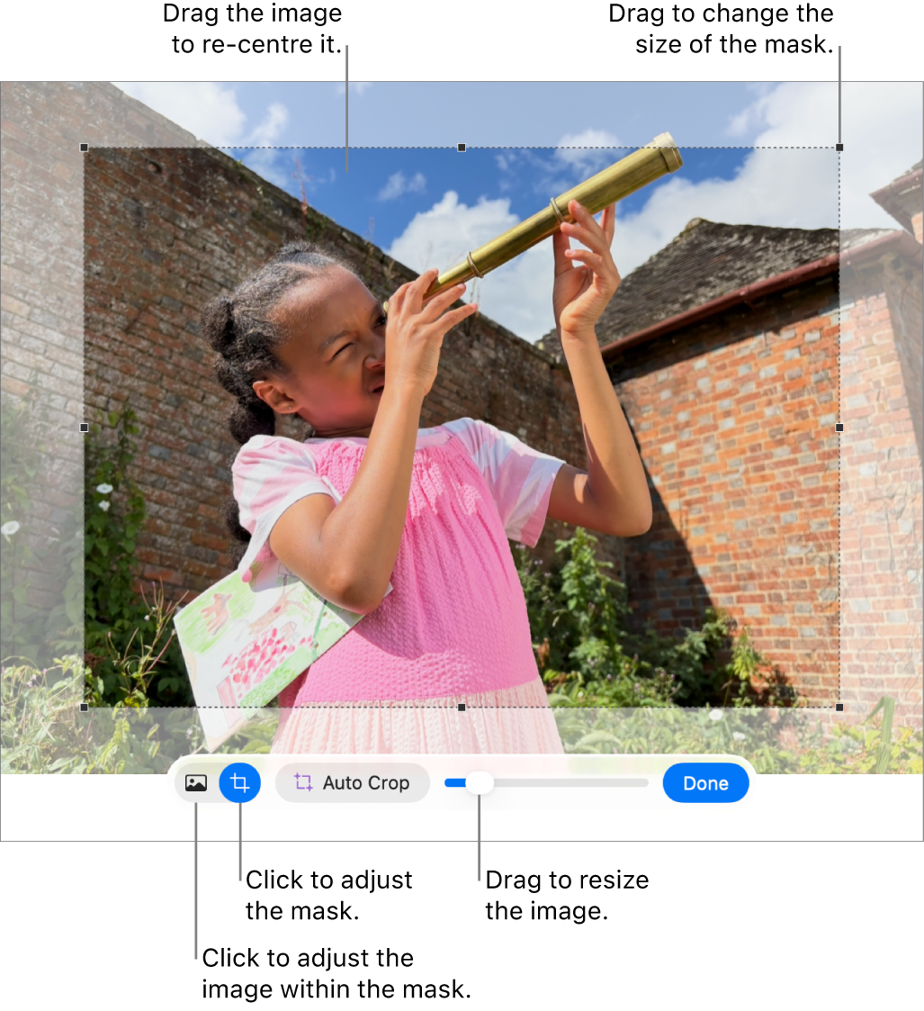 The mask controls over a photo.