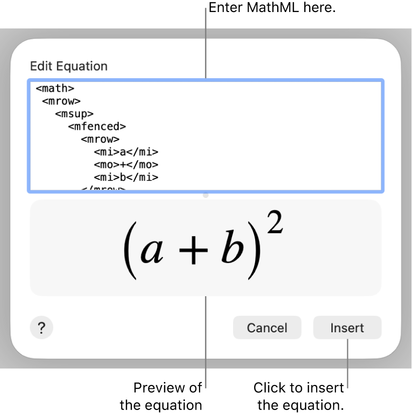 The equation for the slope of a line in the Edit Equation field and a preview of the formula below.