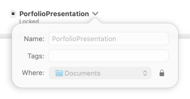 Pop-up for locking or unlocking a presentation.