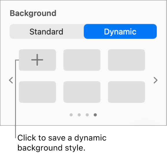 The Dynamic button selected in the Background section of the Format sidebar with the Add Style button displayed.
