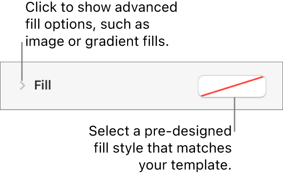 Controls for choosing a fill colour.