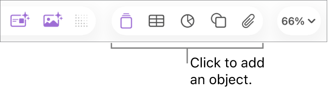 The Keynote toolbar with Table, Chart, Text, Shape and Media buttons.