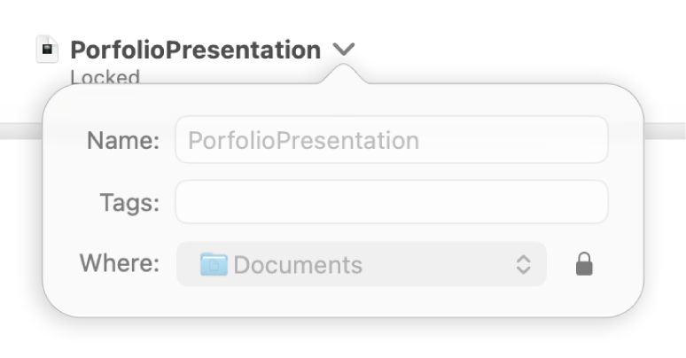Pop-up for locking or unlocking a presentation.