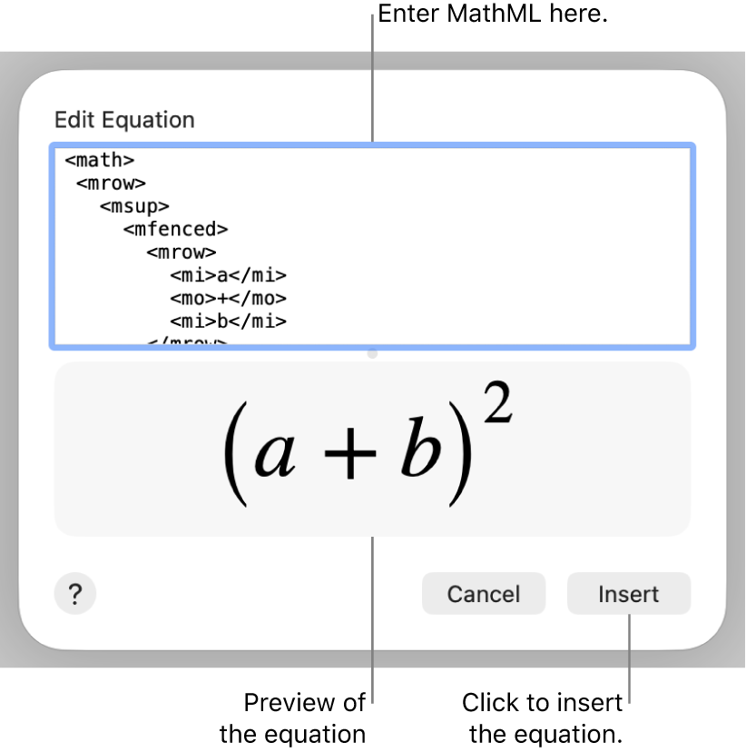 The equation for the slope of a line in the Edit Equation field, and a preview of the formula below.