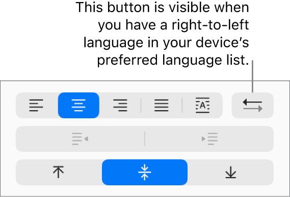 The Paragraph Direction button in the Alignment section of the Format sidebar.