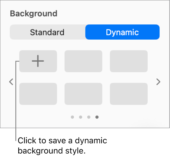 The Dynamic button selected in the Background section of the Format sidebar with the Add Style button displayed.
