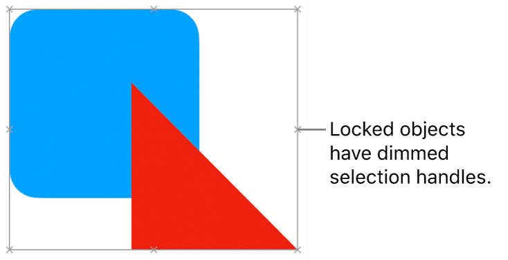 Locked objects with dimmed selection handles.