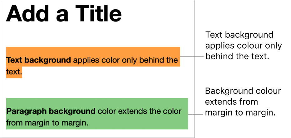 One paragraph with colour behind only the text and a second paragraph with colour behind it that extends from margin to margin in a block.