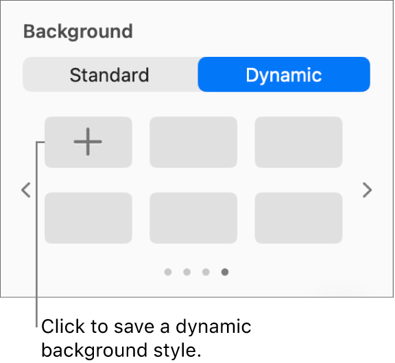 The Dynamic button selected in the Background section of the Format sidebar with the Add Style button displayed.