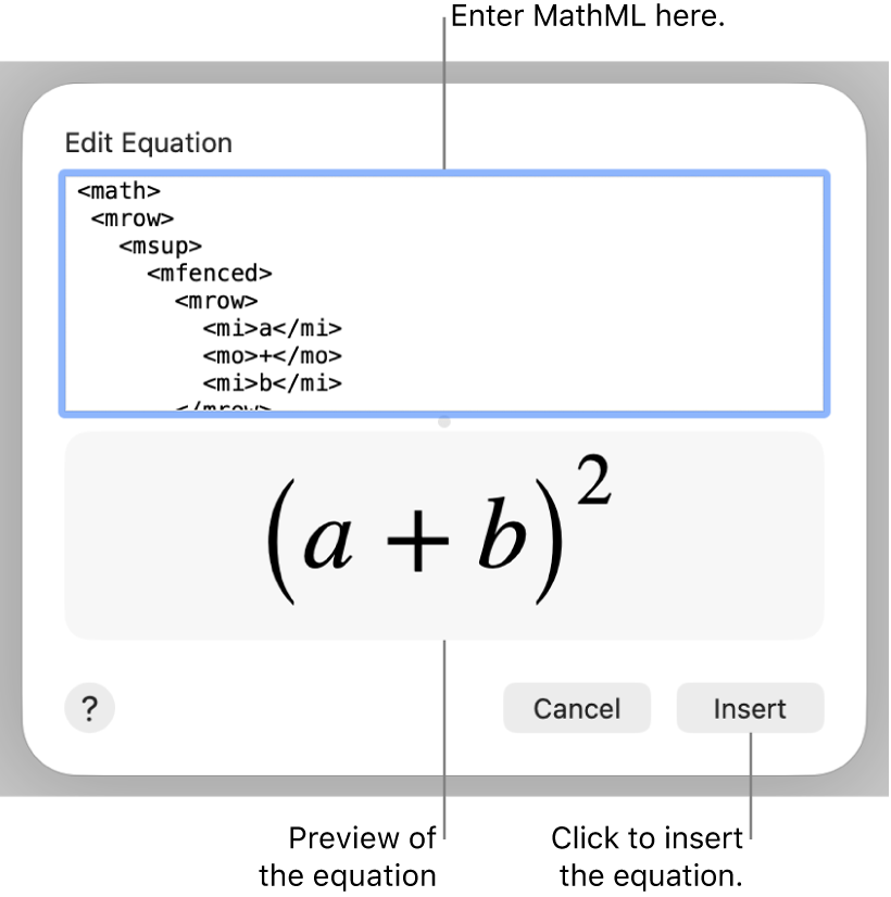 The equation for the slope of a line in the Edit Equation field, and a preview of the formula below.