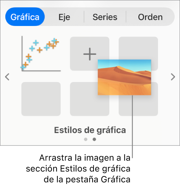 Se arrastra una imagen hasta los estilos de gráfica para crear un nuevo estilo.