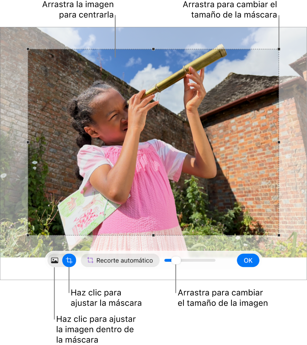Los controles de máscara sobre una foto.