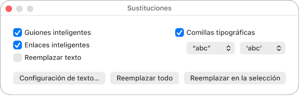 La ventana Reemplazos.