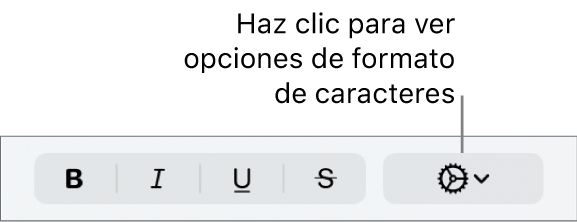 El botón “Opciones avanzadas” junto a los botones Negrita, Cursiva y Subrayado.