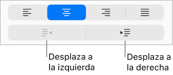 Opciones de alineación de párrafo.