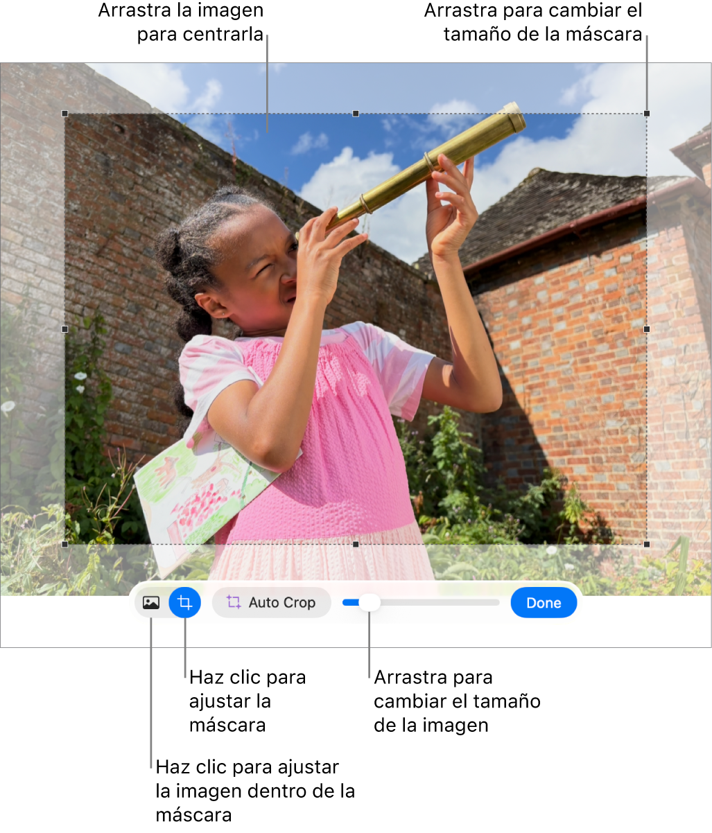 Los controles de máscara sobre una foto.