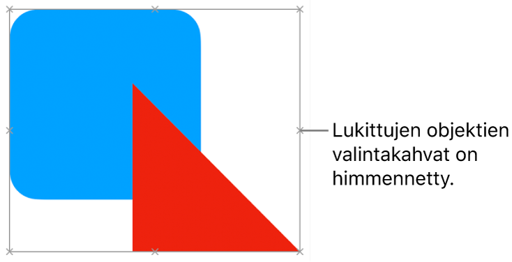 Lukittuja objekteja, joissa on himmennetyt valintakahvat.