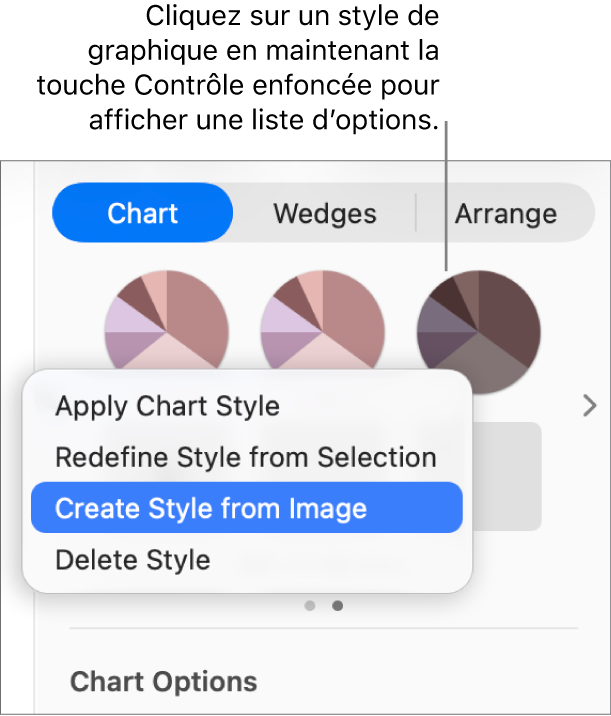 Le menu contextuel Style de graphique.