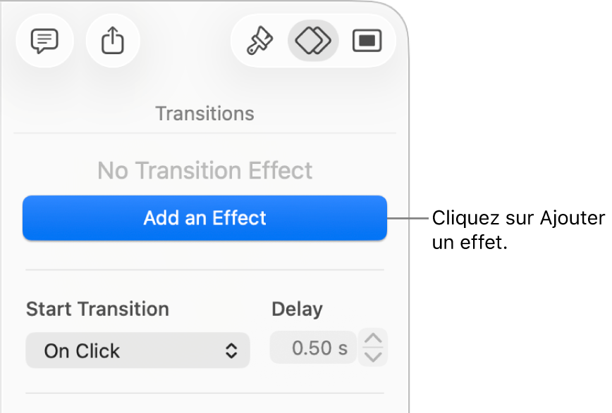 Bouton Ajouter un effet de la section Animer de la barre latérale.