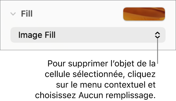 Commande permettant de supprimer un objet de la cellule sélectionnée.