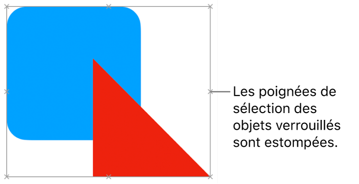 Des objets verrouillés présentant des poignées de sélection estompées.