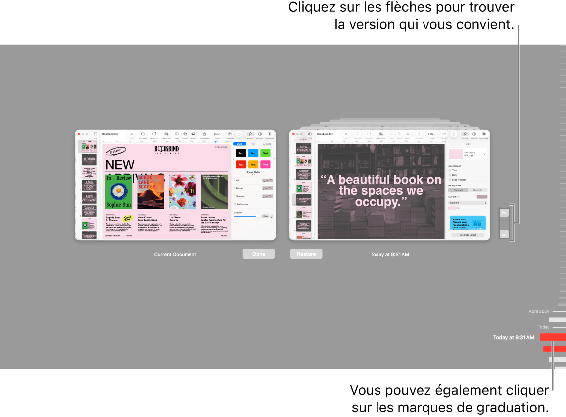 Revenez à la présentation affichant des graduations et des flèches.