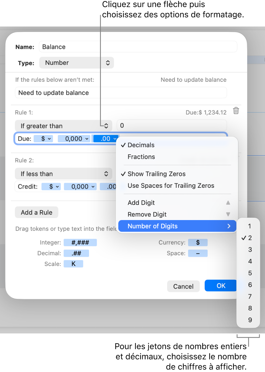 Fenêtre de format de cellule personnalisé présentant les commandes permettant de créer un format numérique personnalisé.