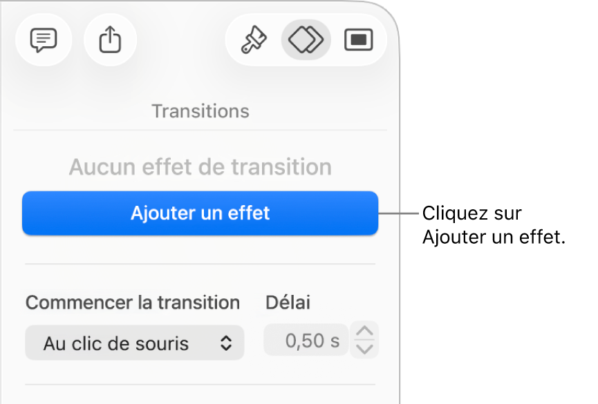 Bouton Ajouter un effet de la section Animer de la barre latérale.