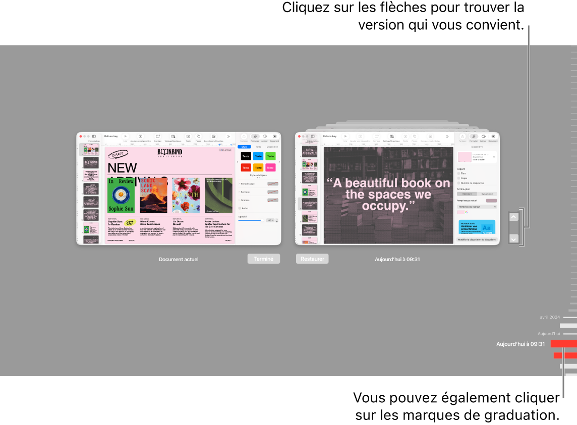 Revenez à la présentation affichant des graduations et des flèches.