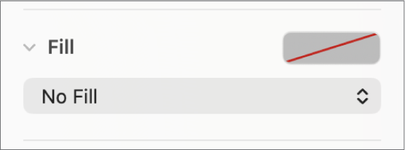 כלי הבקרה של ״מילוי״ שמתוכם נבחרה האפשרות ״ללא מילוי״.