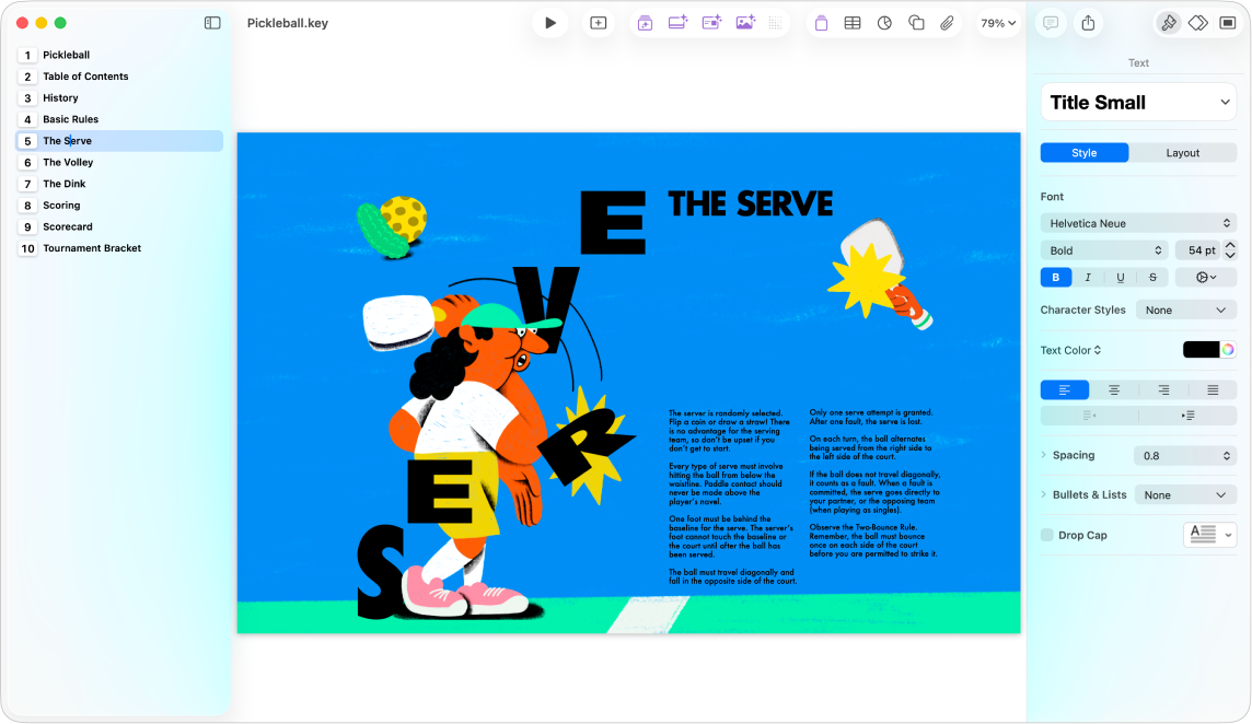 תצוגת מתאר, שבה רואים מתאר של המצגת בסרגל הצד מימין, השקף הנבחר באמצע וסרגל הצד ״עיצוב״ משמאל.