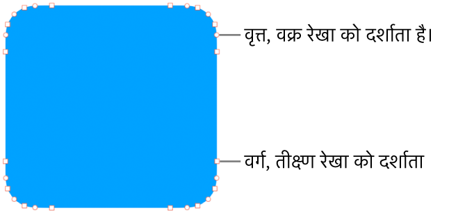 संपादन योग्य बिंदुओं के साथ आकृति।
