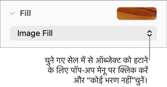 चुने गए सेल से किसी ऑब्जेक्ट को निकालने के लिए नियंत्रण।