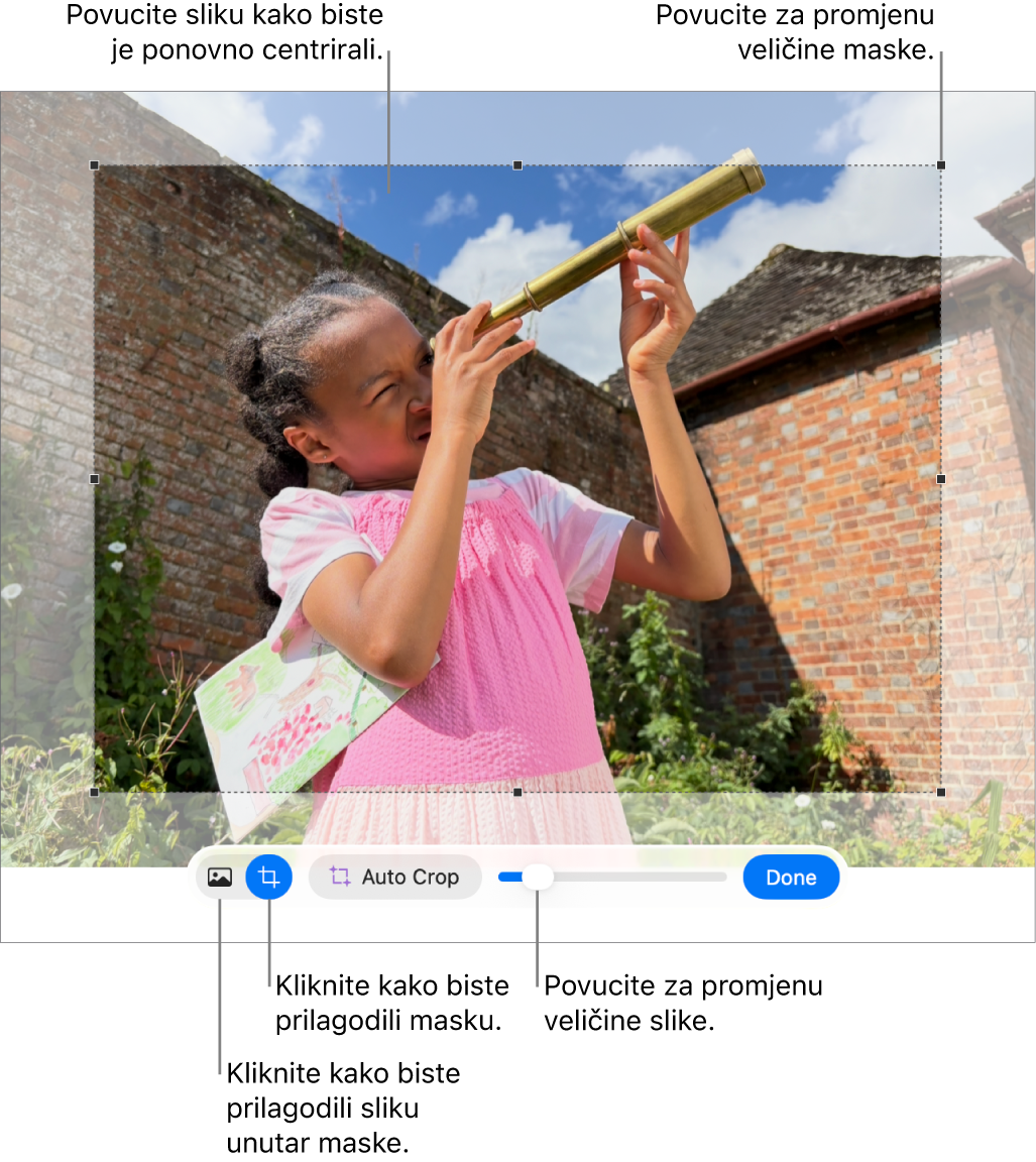 Kontrole maske iznad slike.