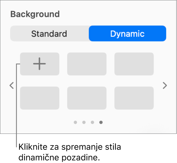 Tipka Dinamično odabrana u odjeljku Pozadina rubnog stupca Formatiraj s prikazanom tipkom Dodaj stil.