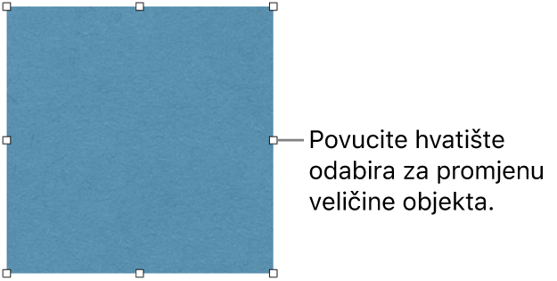 Objekt s bijelim kvadratima na rubu za primjenu veličine objekta.